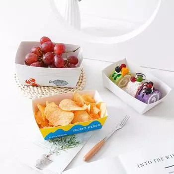 100pcs Boat Shaped Packing Box Disposable Kraft Paper Packing Case Useful Packing Tray for Snack Food other