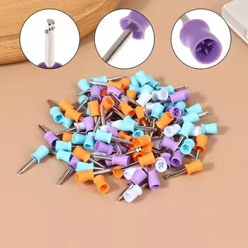 100Pcs/Box Dental Prophy Brush Tooth Polishing Brushes Latch Screw Type Nylon Bristle Brush For Stain Removal And Polishing