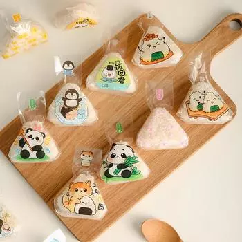 100Pcs Cartoon Triangle Rice Ball Packing Bag Seaweed Sushi Mould Bag Sushi Bento Accessories Seaweed Rice Ball Sushi Bag