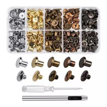 100pcs Chicagos Screws Zinc Alloy M5x4mm Book Binding Rivets for Leather Bags Books Collars Backpacks Leashes Matte
