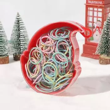 100Pcs Christmas Gifts Box Colourful Ponytail Holder Rubber Band Hair Accessories Set Baby Girls 2.5cm Kids Hair Ring