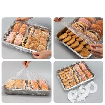 100pcs Cling Film Cover Cling Bag Elastic Mouth Disposable Food Grade Fresh-keeping Plastic Bag Kitchen Organizer 50Pcs