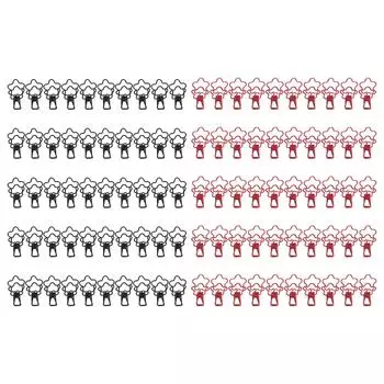 100pcs Clips Black Red Cute Cartoon Flower Shape Metal Hollowed Long Tail Clips Office Paper