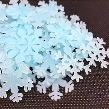 100PCS Colorful Luminous Snowflake Wall Stickers Glow in The Dark Decal for Kids Baby Rooms Bedroom Christmas Home Decoration синий