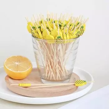 100pcs Cute Cactus Fruit Sign A Pack of About Creative Dim SumSign Dessert Fork Ins Fruit Bamboo Stick
