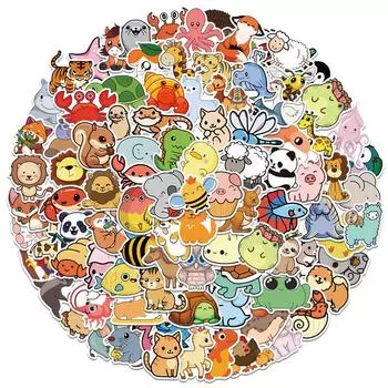 100pcs Cute Cartoon Animals Mix Graffiti Stickers DIY Phone Guitar Laptop Notebook Suitcase Cup Waterproof Decals
