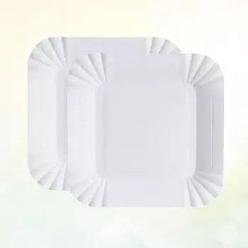 100 шт одноразовые бумажные тарелки квадратные столовые приборы для хранения тарелка для торта десерта фруктов закусок (белый) белый