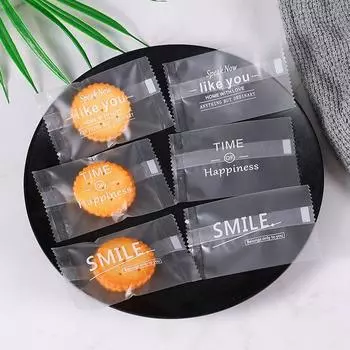 100Pcs Frosted Transparent Candy Mini Bags English Letter Nougat Milk Snowflake Crisp New Year Gift Packaging other
