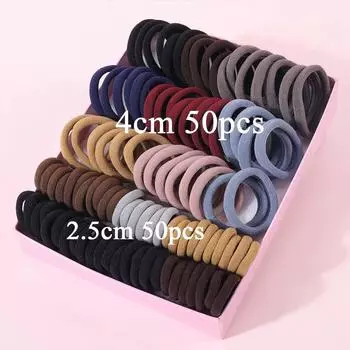100Pcs Girls Elastic Hair Bands 2.5CM 4CM Colorful Hair Ties Children Ponytail Holder Headband Scrunchies Girls Hair Accessories