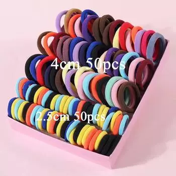 100Pcs Girls Hair Bands Nylon Hair Ties Candy Color Elastic Rubber Band Children Ponytail Holder Headband Girls Hair Accessories