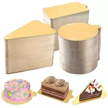 100Pcs Gold Dessert Tray Disposable Cupcake Base Pastry Decorative Kit Cake Cardboard Wedding Triangle