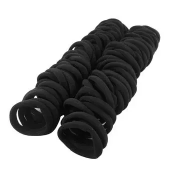 100pcs Hair Ties Black Elastic Seamless Hair Band Ponytail Holder for Thick Heavy Curly Hair