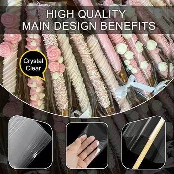 100PCS OPP Clear Long Candy Treat Bag Cellophane Cookie Food Gift Packaging Lollipop Wedding Birthday Supplies чистый