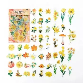 100pcs/pack Plant Flower Sticker Material Pack Retro Handbook Collage DIY Decoration with Fower Said Series