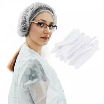 100pcs/Pack Sterile Hat Anti Dust Caps Disposable Shower Bathing Hats for Eyebrow Tattoo синий