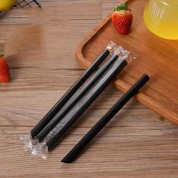 100 шт. пластиковые трубочки для питья 19x1,1 см соломинка для чая с пузырьками для свадебной вечеринки, аксессуары для бара чёрный