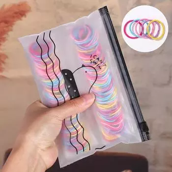 100Pcs/Set Girls Elastic Hair Bands Girls Hair Accessories 2.5cm Colorful Rubber Band Children Ponytail Holder Kids Hair Ties