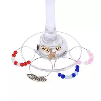 100Pcs Silver Gold Plated Wine Glass Charm Rings Earring Hoops Wedding Party белый