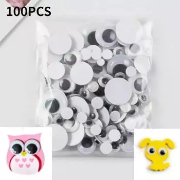 100pcs Simulation three-dimensional eye stickers DIY doll doll eye stickers will move eye stickers craft supplies