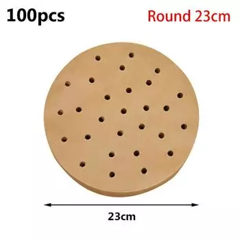 100Pcs Square Round Steamer Liners Wood Pulp Papers Steaming Basket Mat New Air Fryer Paper Round 23cm