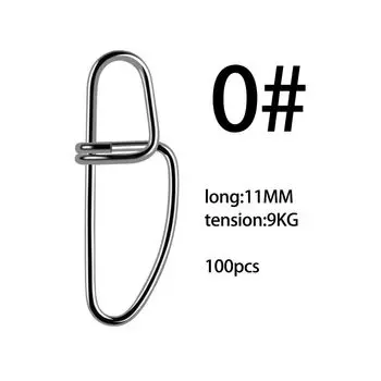100pcs Stainless Steel Hooked Snaps Pin Stainless Steel Fishing Hook Connector Bait Pin 11mm-100 pcs
