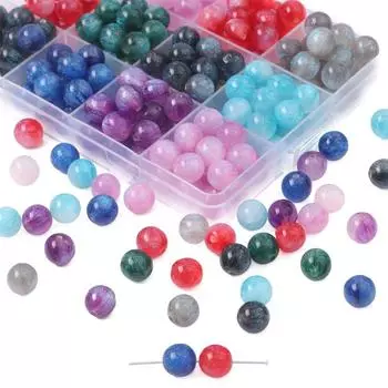 100pcs Starry Sky Round Glass Beads DIY DIY Handmade Accessories Colorful Loose Beads Girls Gifts серый