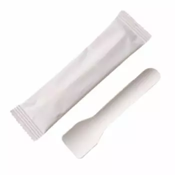 100Pcs White Ice Cream Spoons Eco-Friendly Dessert Cake Scoop Mini Paper Fork Spoon Kitchen Gadget 100Pcs Ice Cream Spoon