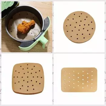 100pcs with Holes Air Fryer Paper Non-Stick Square Round Rectangular Baking Oil-proof Paper Parchment