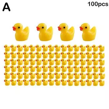 100pcs Yellow Duck Ornament Miniature Figures Tiny Duck Resin Handicraft Micro Home Landscape Decoration светло-серый