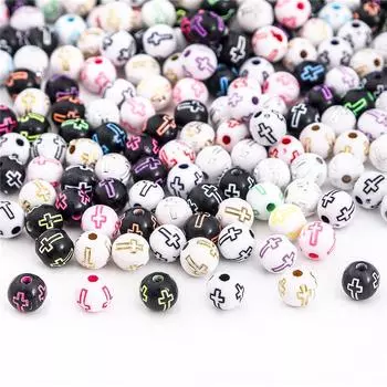 100шт 8 мм пластиковые акриловые круглые бусины с крестообразным узором для самостоятельного изготовления ювелирных изделий