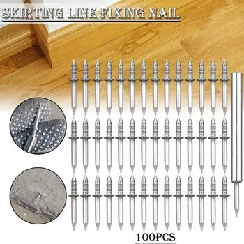 100шт бесшовные гвозди с двойной головкой и резьбой для плинтусов без следов