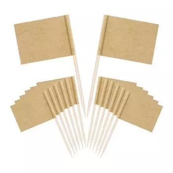 100шт крафт-флажки с зубочистками-мини-этикетки для еды для украшения вечеринки 100pcs