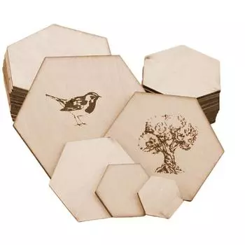 100шт натуральный пустой шестиугольной древесины DIY незаконченный ремесло декор украшения свадьба 20mm