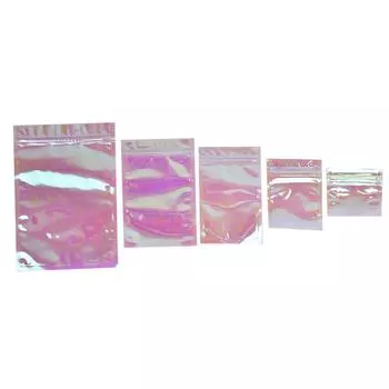 100шт переливающиеся сумки с застежкой-молнией косметические пластиковые лазерные голографические молнии B Wq