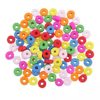 100шт разноцветные деревянные бусины-рондели с большим отверстием для изготовления ювелирных изделий 8 мм 8mm