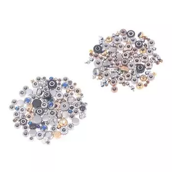 100шт смешанные водонепроницаемые стальные ручки для часов Корона для часов различных размеров и цветов