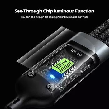 100W Fast Charging Cable Multi Charger Cable Nylon Braided Multiple USB Universal 3 In 1 Charging Cord Adapter with Type-C Micro чёрный