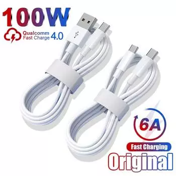 100W USB C Cable 6A USB Fast Charging Wire Mobile Phone Cable For Huawei P30 Xiaomi Realme Samsung C To C Type C Data Cable Cord 1m