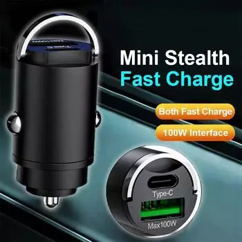 100W USB Car Charger Mini Fast Charging Dual Ports Phone Charger Type C QC3.0 PD Car Chargers for IPhone Xiaomi Huawei Samsung