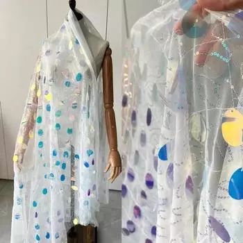 100x125 см Милая розовая ткань с пайетками, разноцветная фатиновая ткань с пайетками для свадебного платья, одежды для выступлений, детской юбки для девочек 100x125cm