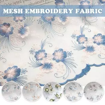 100x130 см шикарная сетчатая вышитая ткань кружево тюль цветочная вышитая ткань для шитья юбок платье ханьфу занавески DIY аксессуары