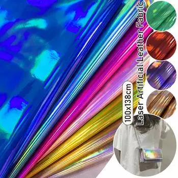 100x138 см ПУ/ТПУ/ПВХ Симфония Лазерная Кожа Ткань Печатная Зеркальная Искусственная Кожа Искусственная Кожа Для Багажной Сумки Материал DIY 100x138cm
