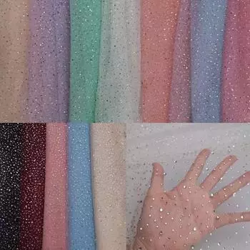 100x150 см блестящая кружевная ткань из тюля со стразами свадебная ткань для выпускного вечера вечернее платье ткань 100x150cm