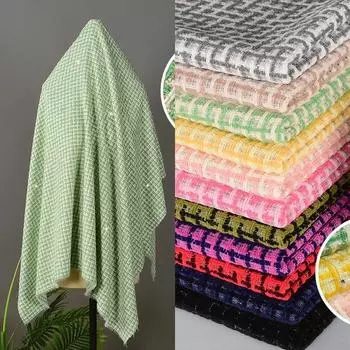 100x150 см INS серебряная нить твидовая ткань Ins стиль, мягкая яркая нить клетчатая ткань пиджак модный жилет ткань материал 100x150cm