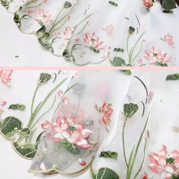 100x150 см китайская градиентная вышивка лотос кружево мягкая ткань сделай сам рубашки ханьфу кукольная ткань сделай сам швейное ремесло органза тюль ткань 100x150cm