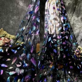 100x150 см Павлиньи перья Горячая семь цветов Иллюзия Градиентная сетка Свадебное платье Одежда Hanfu Ткань Дизайнерские ткани 100x150cm розовый