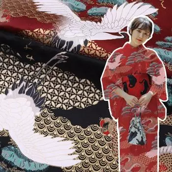 100x150 см японский стиль журавль бронзовая ткань хлопчатобумажная швейная ткань для скатерти сумки одежды платья шитья ремесла пэчворка 1M