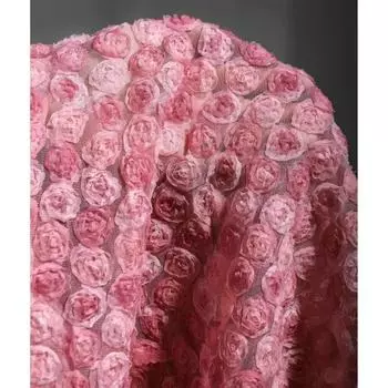 100x150 см сетчатая ткань розового цвета с трехмерной цветочной вышивкой кружевное платье дизайнер одежды для самостоятельного шитья материал 100x150cm розовый