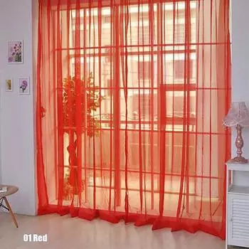 100x200 см оконная занавеска, марлевая однотонная занавеска для балкона, гостиной, занавеска для экрана, домашний декор красный