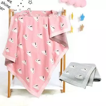 100x80 см детское весенне-осеннее детское одеяло милый кролик вязаный ветрозащитный чехол розовый
